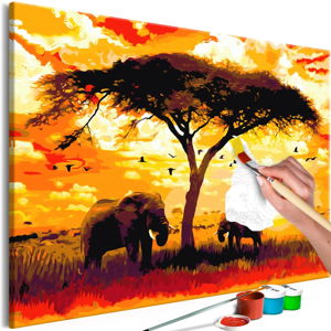 DIY set na tvorbu vlastního obrazu na plátně Artgeist Africa at Sunset, 120 x 80 cm