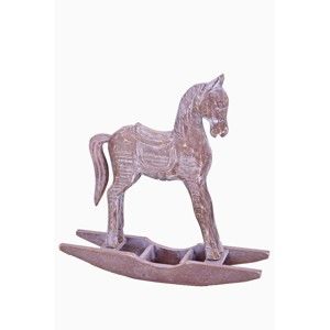 Hnědá dekorace ze dřeva ve tvaru houpacího koně Ego Dekor Horse, výška 15 cm