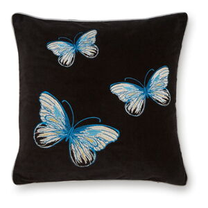 Černý bavlněný dekorativní polštář Cooksmart ® Opulence Butterflies, 45 x 45 cm