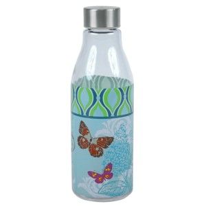 Modrá skleněná láhev Ego Dekor Butterfly