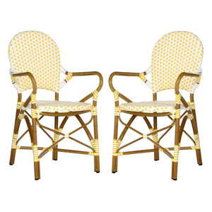 Sada 2 žluto-bílých proutěných židlí Safavieh Lisabon