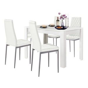 Set bílého jídelní stolu a 4 bílých jídelních židlí Støraa Lori and Barak, 120 x 80 cm