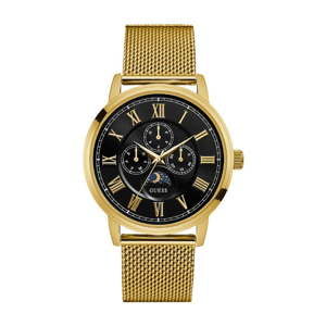 Pánské hodinky s páskem z nerezové oceli ve zlaté barvě Guess Royal