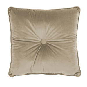 Béžový polštář Tiseco Home Studio Velvet Button, 45 x 45 cm