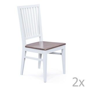 Sada 2 bílých jídelních židli z masivního bukového dřeva Interlink Cassala Duro