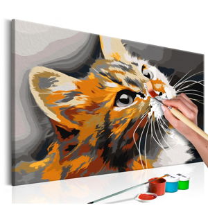 DIY set na tvorbu vlastního obrazu na plátně Artgeist Red Cat, 60 x 40 cm