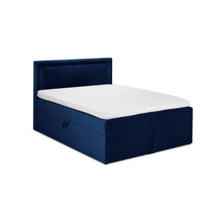 Modrá sametová dvoulůžková postel Mazzini Beds Yucca, 200 x 200 cm