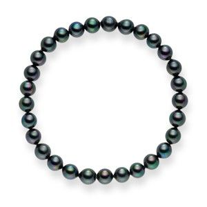 Antracitový perlový náramek Pearls of London Mystic Grey, 17 cm