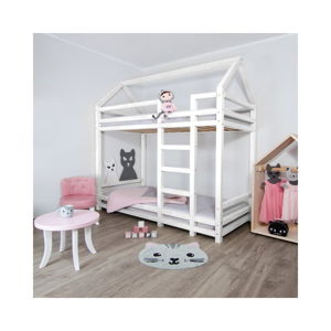 Bílá dřevěná patrová dětská postel Benlemi Twiny, 90 x 200 cm