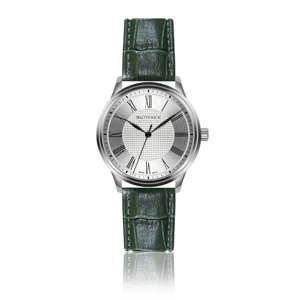 Pánské hodinky s tmavě zeleným páskem z pravé kůže Walter Bach Marrio