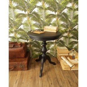 Černý příruční stolek z cedrového dřeva Orchidea Milano Black Living, ⌀ 50 cm