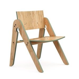 Dětská židle z bambusu Moso se zelenými detaily We Do Wood Lilly's