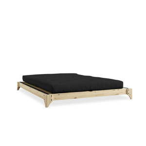 Dvoulůžková postel z borovicového dřeva s matrací a tatami Karup Design Elan Comfort Mat Natural Clear/Black, 160 x 200 cm