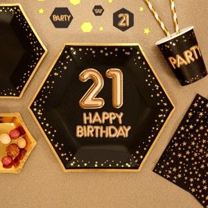 Sada 8 velkých papírových talířů Neviti Glitz & Glamour Happy 21