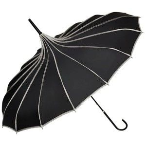 Černý holový deštník Von Lilienfeld Pagoda Justine, ø 90 cm