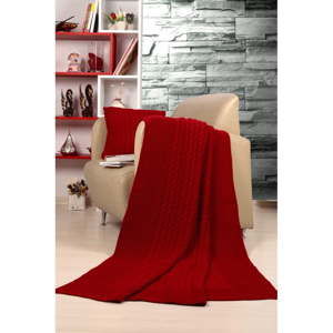 Set červeného přehozu a polštáře Kate Louise Tricot Blanket Set Sultan