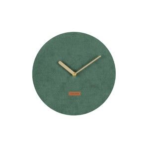 Tmavě zelené nástěnné hodiny s manšestrem Karlsson Corduroy, ⌀ 25 cm