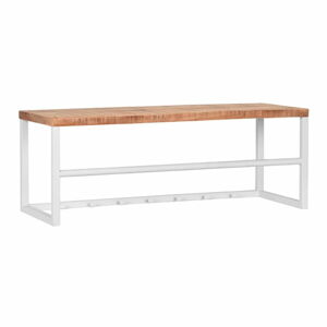 Bílá kovová lavice s dřevěnou deskou LABEL51 Kapstok
