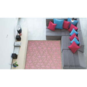 Růžový venkovní koberec Floorita Fiore, 135 x 190 cm