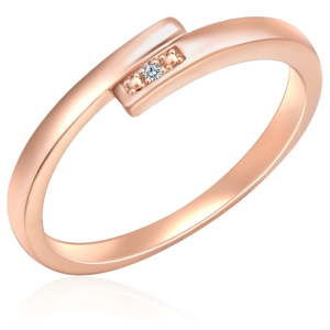 Stříbrný prsten v barvě růžového zlata s pravým diamantem Tess Diamonds Fifi, vel. 56