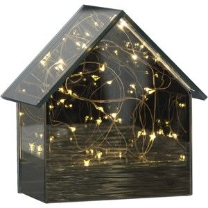 Skleněná LED dekorace Best Season Mirror House, výška 14,5 cm