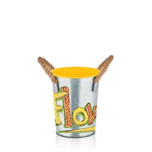 Kovová váza se žlutým detailem The Mia Fower, výška 21 cm