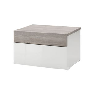 Bílo-hnědý noční stolek z dubového dřeva Evergreen House Bed Time