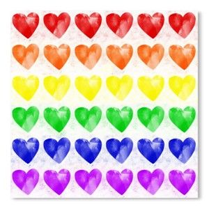Plakát Americanflat Rainbow Hearts, 30 x 30 cm