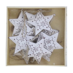 Sada 10 bílých vánočních ozdob z kovu ve tvaru hvězdy Ego Dekor Christmas Box