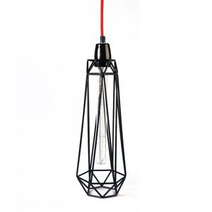 Světlo s černým stínítkem a červeným kabelem Filament Style Diamond #2