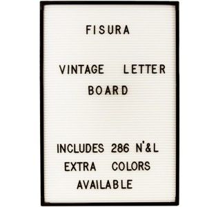 Bílá nástěnná tabule s černými písmeny Fisura Vintage