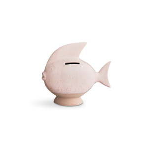 Růžová kameninová kasička Kähler Design Moneybank Fish