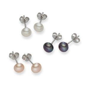 Sada 3 párů perlových náušnic Nova Pearls Copenhagen Genevieve Lento