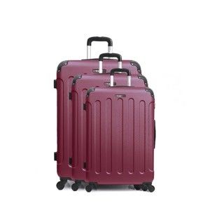Sada 3 tmavě červených cestovních kufrů na kolečkách Bluestar Vanity Cadenas