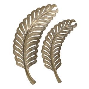 Sada 2 dekorativních kovových podnosů InArt Golden Leaf