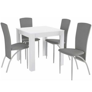 Set jídelního stolu a 4 šedých jídelních židlí Støraa Lori Nevada Duro White Light Grey