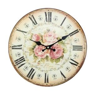 Nástěnné hodiny Antic Line Pink Roses, 34 cm