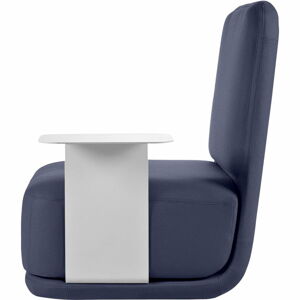 Tmavě modré křeslo s bílým kovovým stolkem Softline Standby High + Side Table