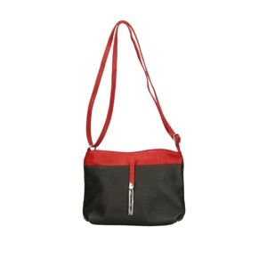 Černá kožená kabelka s červenými detaily Roberto Buono Meril
