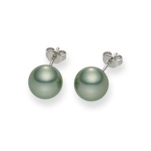 Světle zelené perlové náušnice Pearls of London Mystic