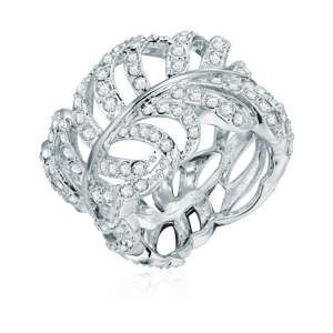 Prsten ve stříbrné barvě s krystaly Swarovski Saint Francis Crystals Pluma, vel. 60