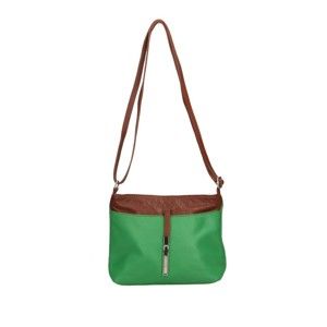 Zelená kožená kabelka s hnědými detaily Roberto Buono Meril