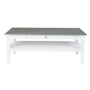 Bílý konferenční stolek s šedou deskou Folke Viktoria, 130 x 70 cm