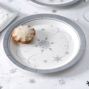 Sada 8 papírových talířů Neviti Shimmering Snowflake