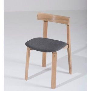 Jídelní židle z masivního dubového dřeva s tmavě šedým sedákem Gazzda Nora