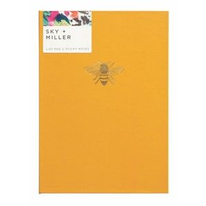 Žlutý poznámkový blok se sadou lepících papírků Portico Designs Bee, 60 stránek