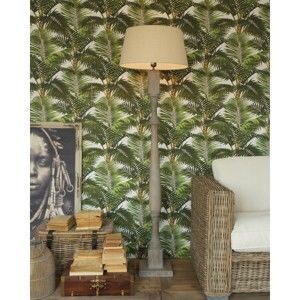 Šedá volně stojící dřevěná lampa Orchidea Milano Floor Lamp Light Grey, výška 177 cm
