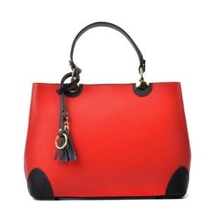 Červená kožená kabelka s černými detaily Isabella Rhea Mismo