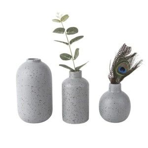 Sada 3 šedých keramických váz PT LIVING Dotted