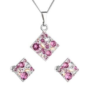 Set 2 růžových náušnic a náhrdelníku ze stříbra se Swarovski krystaly Je Veux Rosso